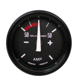 Amperímetro Classic Negro Ø52mm -50 / +50