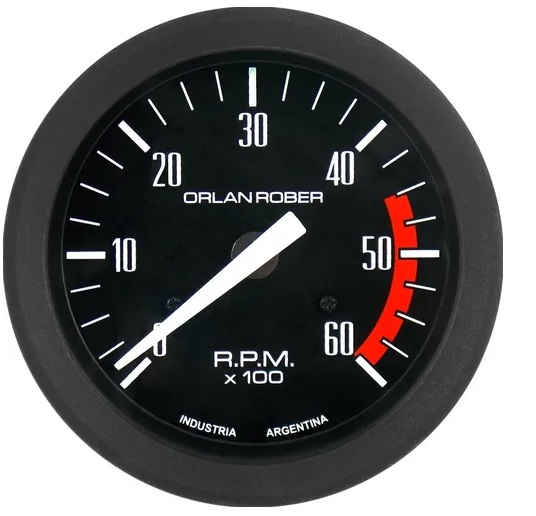 Tacómetro Diesel 6000rpm 12/24v 80mm Negro Cvd60 Orlan Rober