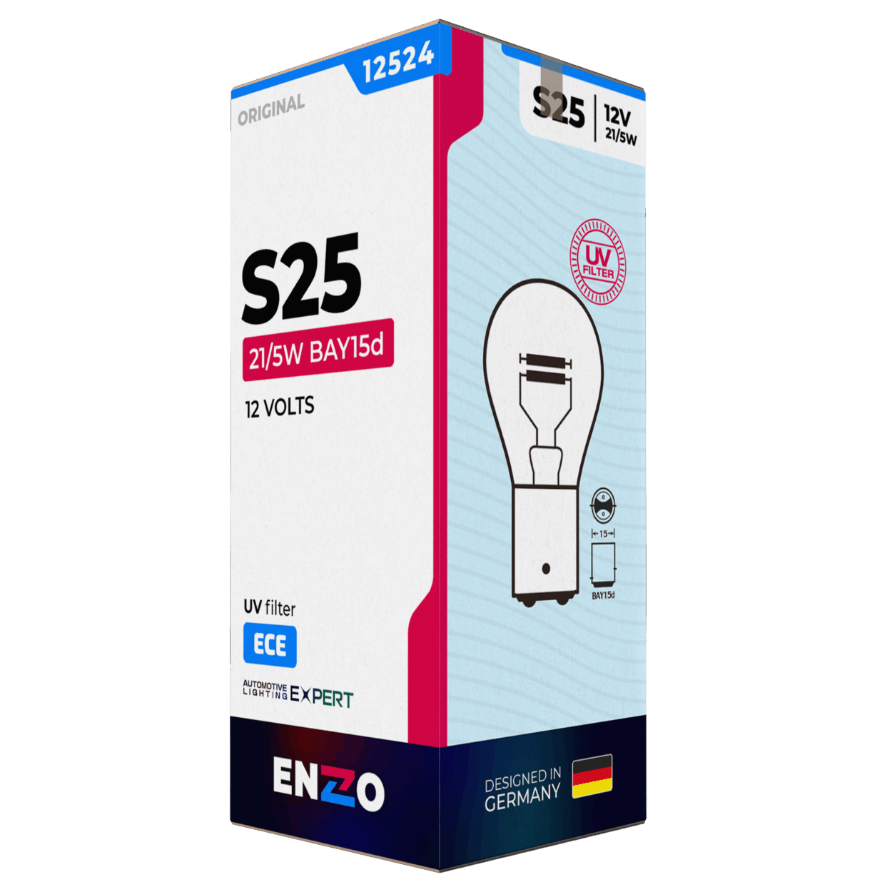 Ampolleta Halógena S25 12524 12V 21/5W BAY15s Pata Pareja - 2 Contactos (10unidades)