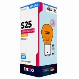 Ampolleta Halógena S25 Amber 12524 12V 21/5W BAY15s Pata Dispareja - 2 Contactos (10unidades)