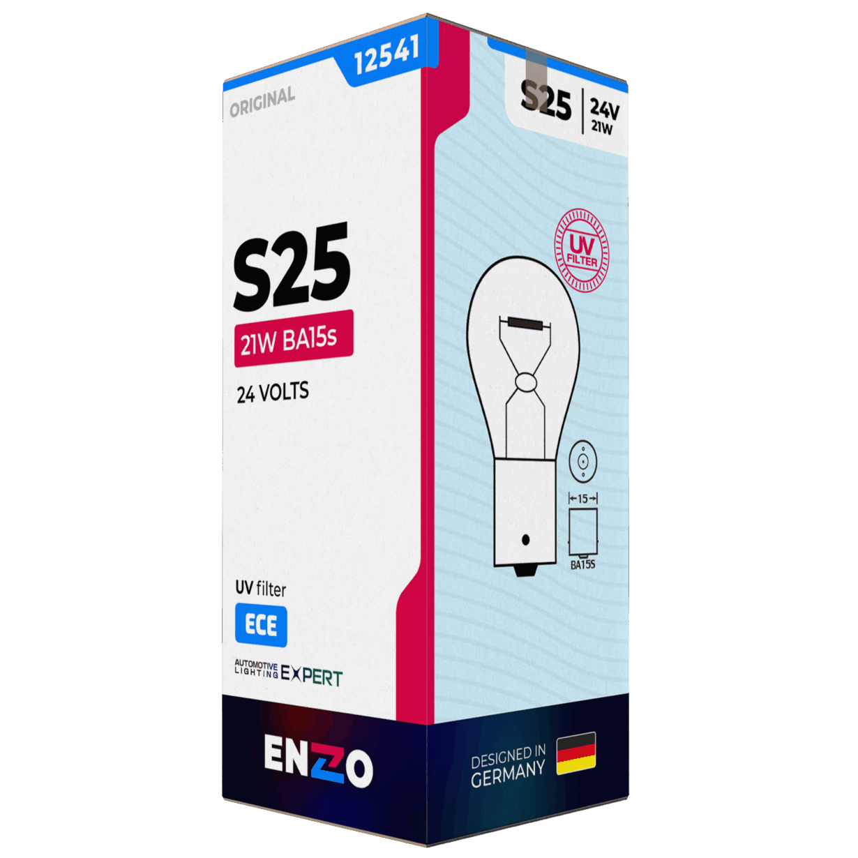 Ampolleta Halógena S25 12541 24V 21/5W BAY15s Pata Pareja - 1 Contactos (10unidades)