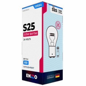 Ampolleta Halógena S25 12554 24V 21/5W BAY15s Pata Dispareja - 2 Contactos (10unidades)
