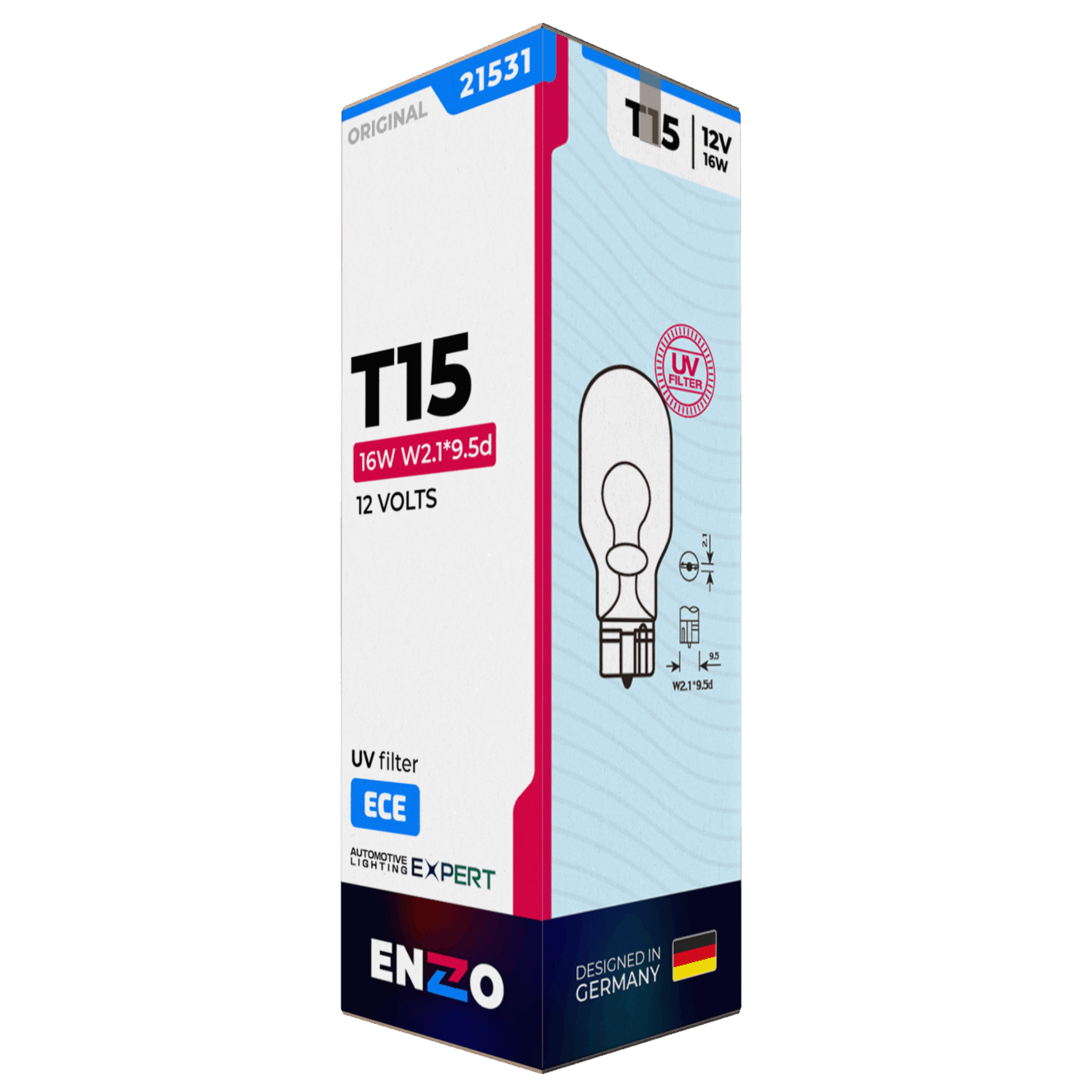 Ampolleta Halógena T15 21531 12V 16W W2.1*9.56d (10un)