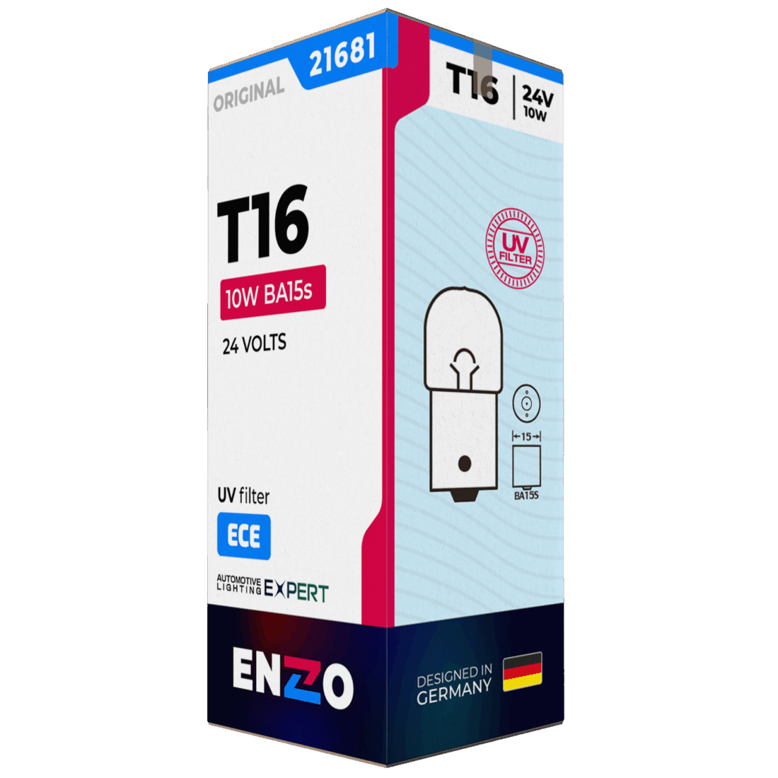 Ampolleta Halógena T16 21681 24V 10W BA15s (10un)