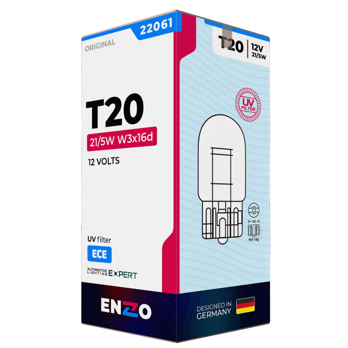 Ampolleta Halógena T20 22061 12V 21/5W W3x16d 2 Contacto 10 un