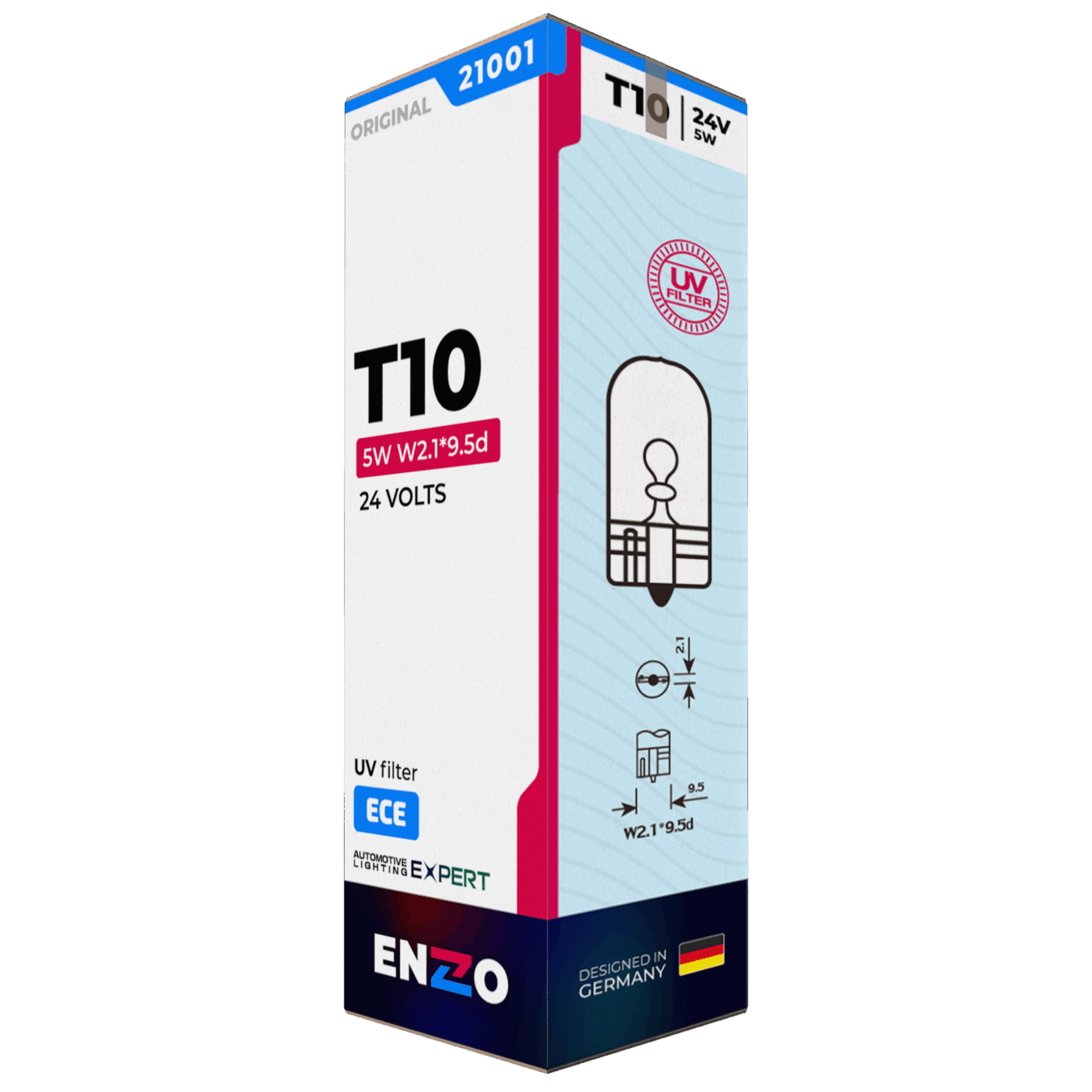 Ampolleta Halógena T10 21001 24V 5W W2.1*9.56d (10unidades)