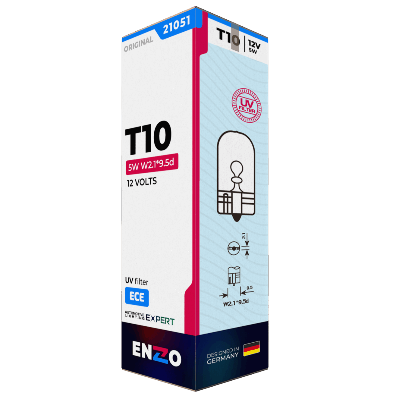 Ampolleta Halógena T10 21051 12V 5W W2.1*9.56d (10un)